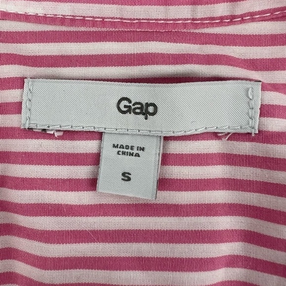 Gap Pink White Striped Ruffled Neck Long Sleeve Blouse Size Small Women's - Picture 4 of 6